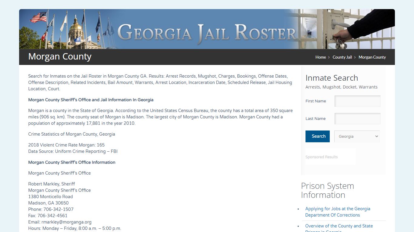 Morgan County | Georgia Jail Inmate Search